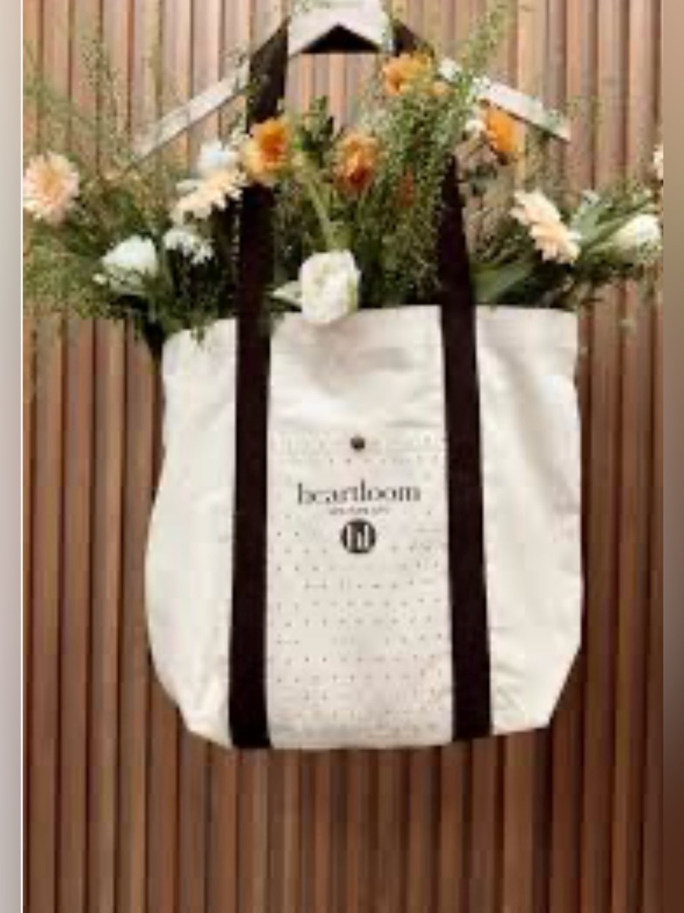 Heartloom NYC Cream Colored Canvas Tote with Dark Brown Handles - NWOT